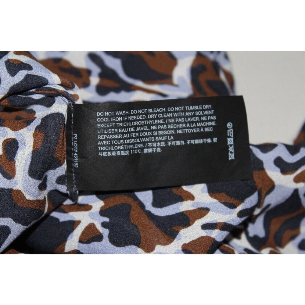 Theory Silk Shirt Womens Small Classic Straight Button‎ Up Shirt Blue Brown - Picture 5 of 9